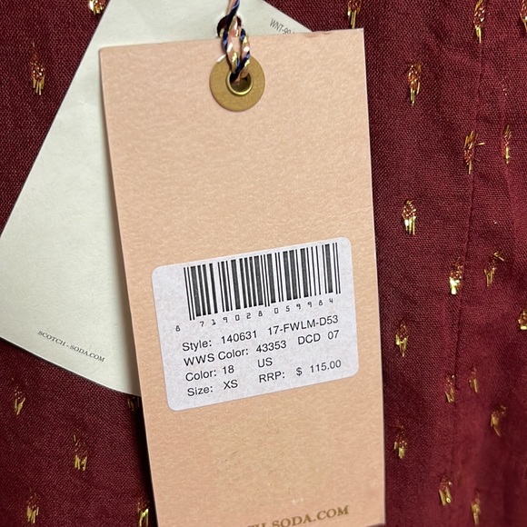 Scotch & soda top, NEW with tag, maroon& gold - Picture 3 of 5